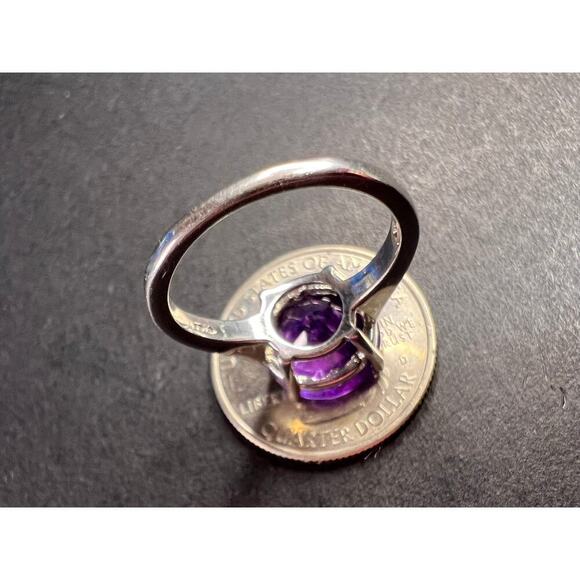Vintage Samuel Aaron amethyst solitaire sterling silver ring size 7 - Picture 8 of 16